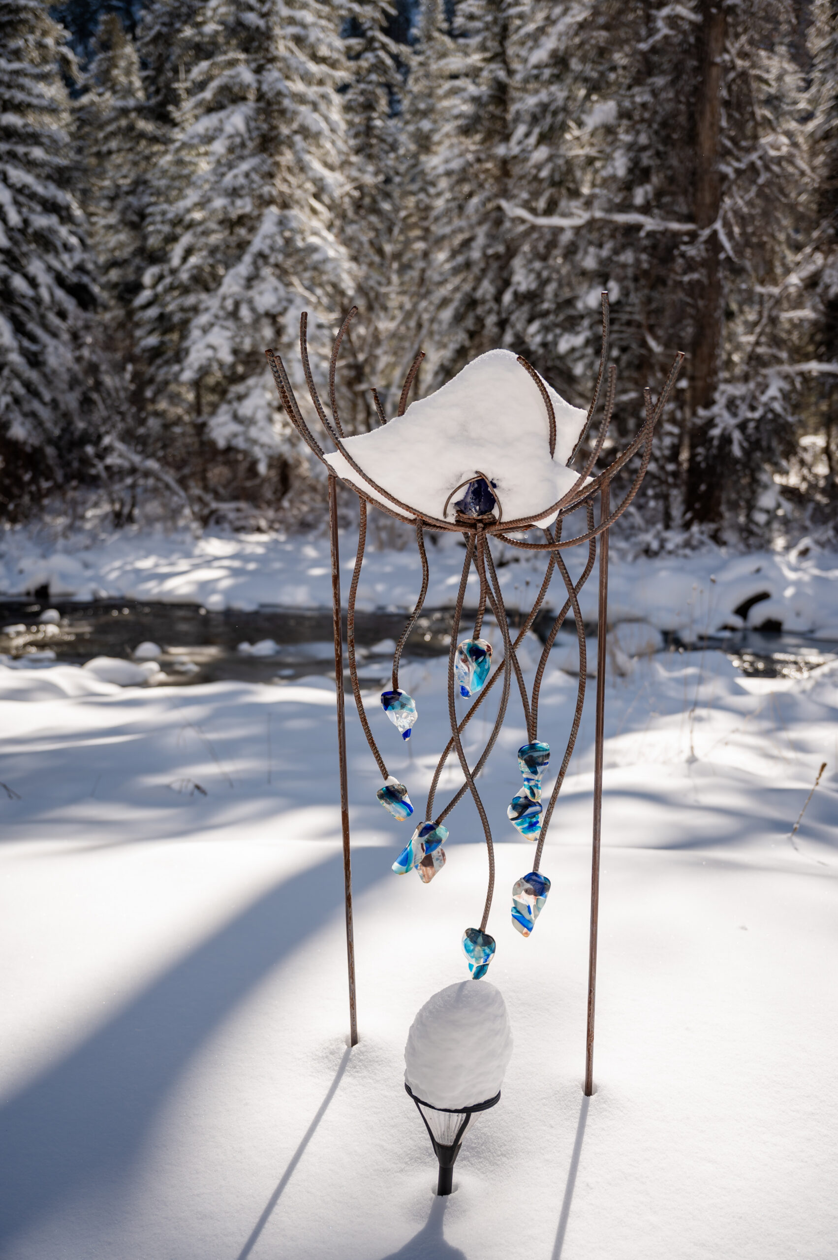 winter property art rain metal glass
