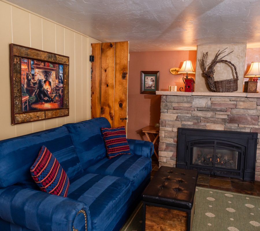 aspen sofa fireplace